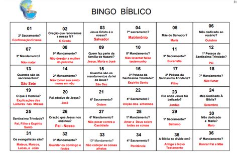 Catequistas Em FormaÇÃo Bingo BÍblico Para A Catequese Bingo