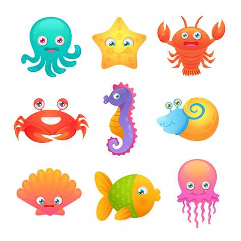 Want to join our next mission? Cute sea animals 443894 Vector Art at Vecteezy