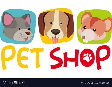 Pet Shop Sign With Three Kinds Of Pets Royalty Free Vector