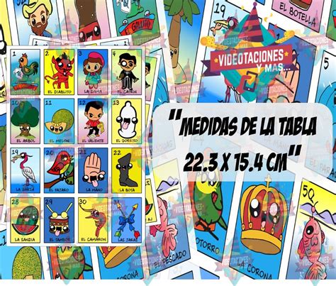 Lotería Mexicana Animada Imprimible 4x4 50 Cartas C Baraja Meses sin