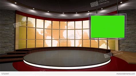 News Tv Studio Set 38 Virtual Green Screen Backgro Stock