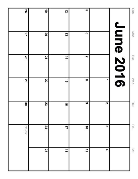 Blank Monthly Calendar Landscape