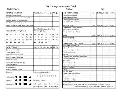 Pre Kindergarten Report Card Template Fill Out Sign Online And