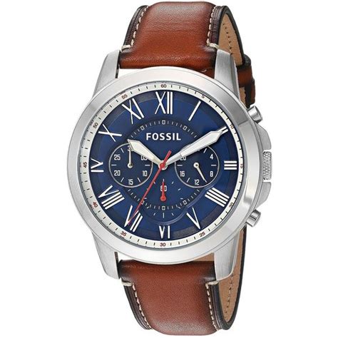 Shop Fossil Mens Fs5210 Grant Chronograph Brown Leather Watch Free
