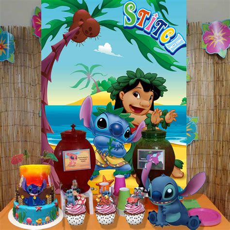 Buy Stitch Backdrop Lilo And Stitch Party Decorations Birthday Baby Shower Tropical