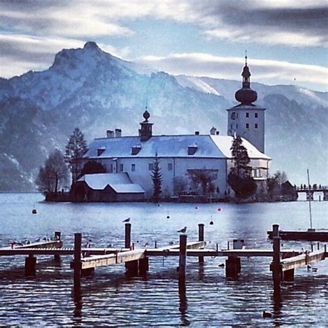 Winter Landscape Schloss Ort Traunsee Austria The Picturesque