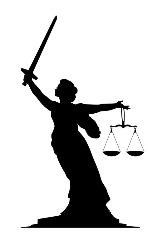Silhouette Lady Justice Raised Sword Lady Justice Legal Scales