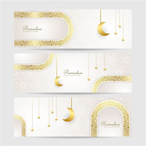 Premium Vector Set Of Ramadhan White Colorful Wide Banner Design
