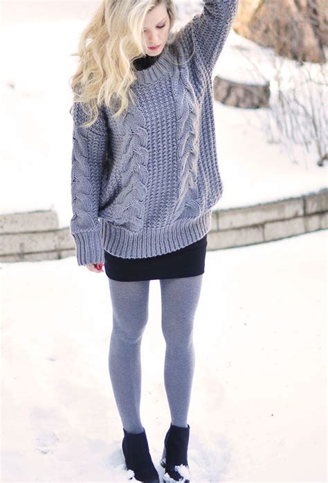 Love Maegan Nails It With This Gray Tights Black Skirt Bootie Look I