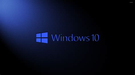 Windows 10 Blue Text Logo On Carbon Fiber Wallpaper Computer