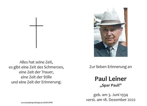 Paul Leiner Bestattung Hitzinger Ihr Bestatter Im Raum Neusiedl Am See