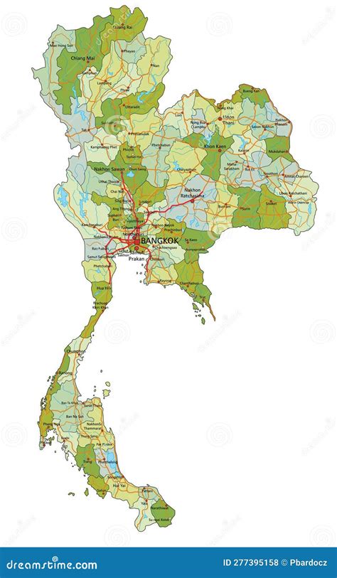 Mapa Político Editable Detallado Con Capas Separadas Tailandia