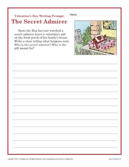 I want my young writers to experience writing in a fun, free, engaging and i will describe four activities i keep readily available for my students that tap into their creative side. Valentine's Day Worksheet | Sectret Admirer Writing Prompt ...