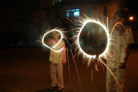 Kids Playing Fireworks Stock Image Image Of Festival 11410689