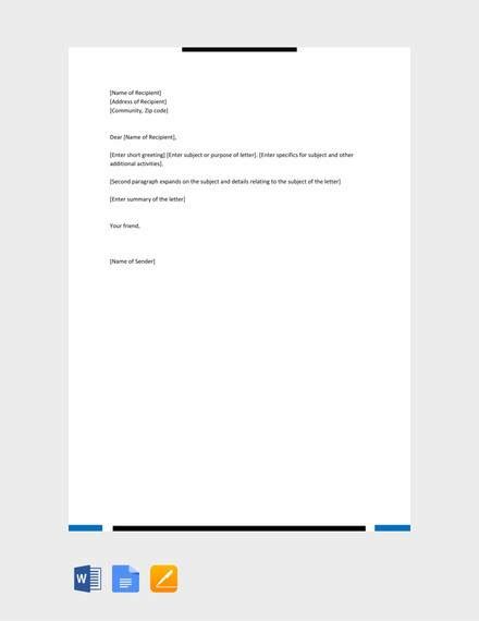 Free 13 Friendly Letter Templates And Samples In Ms Word Pdf