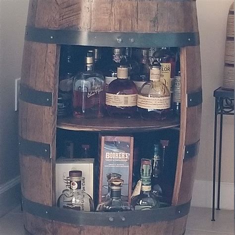 Whiskey Barrel Liquor Cabinet Handcrafted From A Reclaimed Etsy Used