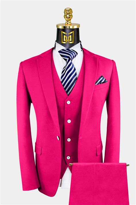 Mens Hot Pink Suit 3 Piece Gentlemans Guru