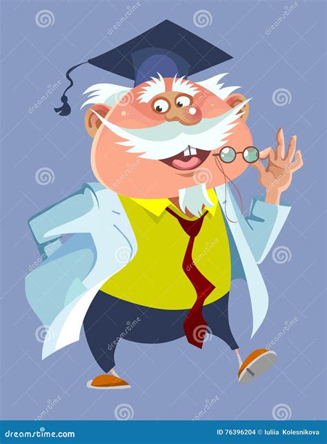 Cartoon Chubby Male Professor In A Robe And Cap Stock Vector
