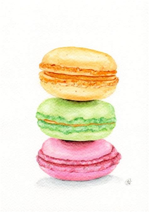 Watercolor Macarons Food Illustration Watercolor Food Watercolor