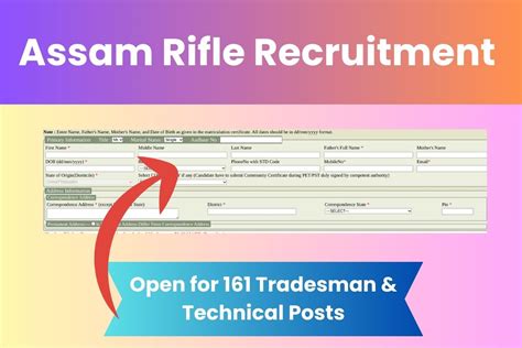 Assam Rifle Recruitment Open For Tradesman Technical Posts