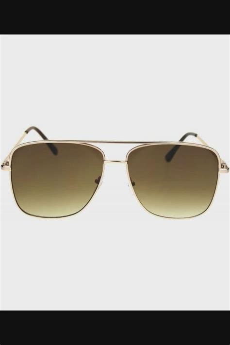 super oversized squared rectangular pilots metal rim sunglasses gold brown cx18qy5d278