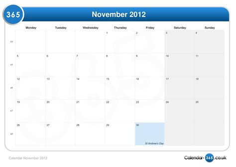 Calendar November 2012
