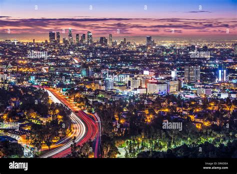 Los Angeles California Usa Early Morning Downtown Cityscape Stock