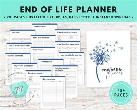 End Of Life Planner Printable Beneficiary Info Last Wishes Etsy Uk