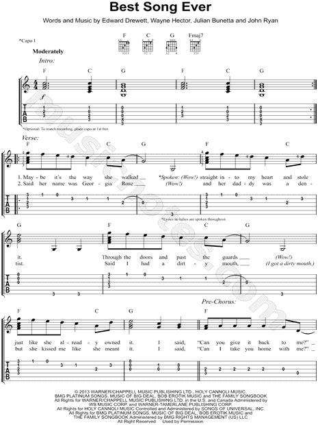 If the original home page is slow to load please use 2900 classical guitar tabs in plain text format arranged alphabetically by composer. One Direction "Best Song Ever" Guitar Tab in C Major - Download & Print - SKU: MN0146857
