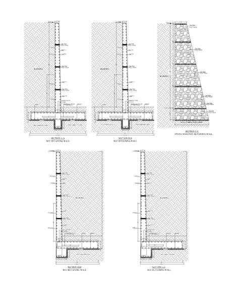 RCC Retaining Wall Complete Detail - CAD Files, DWG files, Plans and ...