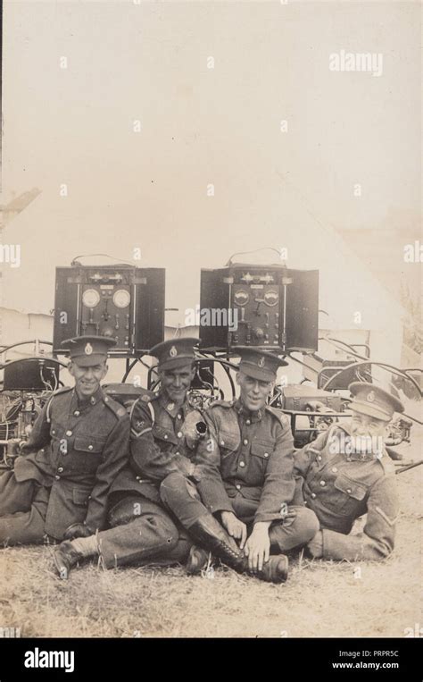 Vintage Photograph Showing A Group Of Ww1 British Army Soldiers With