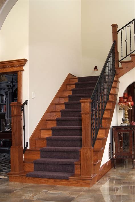 Red Oak Staircase With Lj4091 Box Newels And Baird Brothers Red Oak