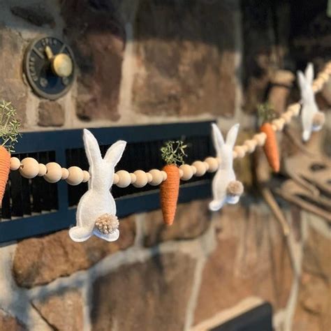 Easter Bunny Carrot Garland Spring Easter Decoration Stuffed Rabbit