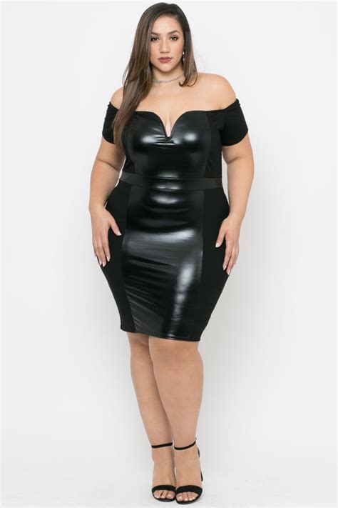 Plus Size Naomi Faux Patent Leather Bodycon Dress Black Leather Bodycon Dress Bodycon Dress
