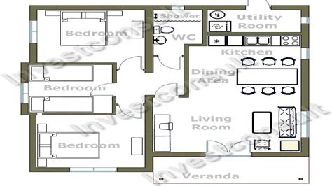 Three bedroom house plans also offer a nice compromise between spaciousness and affordability. 2 Bedroom House Simple Plan Small 3 Bedroom House Floor ...