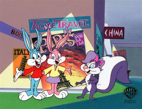 Tiny Toons Original Production Cel On Original Production Background Babs Bunny Buster Bunny