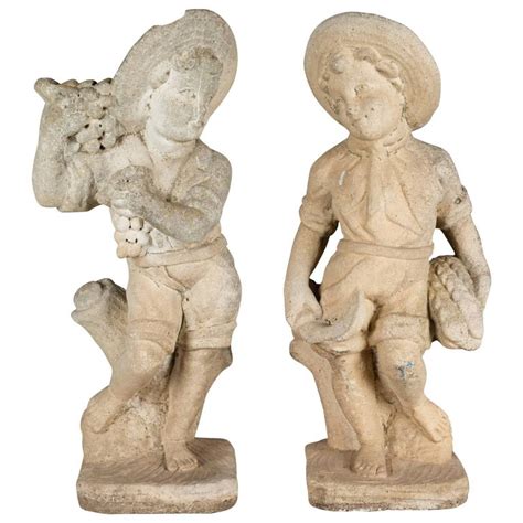 Pair Of Italian Cast Stone Garden Statues For Sale At 1stdibs