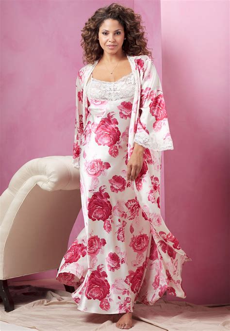 Long Satin Peignoir Set By Amoureuse® Plus Size Fashion For Women