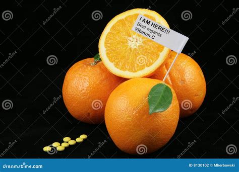 Oranges Vs Pills Vitamin C Stock Photo Image Of Background Fruit