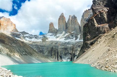 Mountain Lake In National Park Torres Del Paine Landscape Of Patagonia