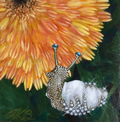 From our scientific brewing pro. Gem Set Snail and Golden Strawflower 4" x 4" acrylic on ...