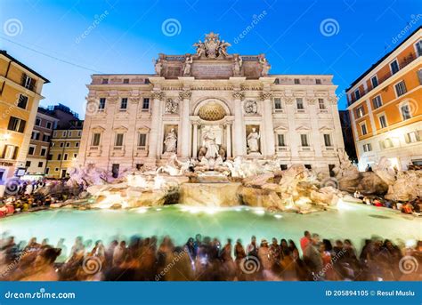 Trevi Fountain At Night In Rome Italy Editorial Image Image Of