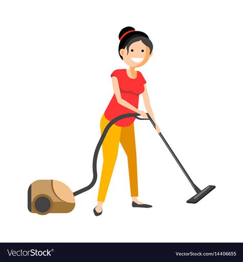 girl working with vacuum cleaner royalty free vector image