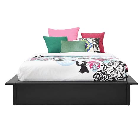 Full Size Modern Padded Faux Leather Platform Bed Frame In Black With