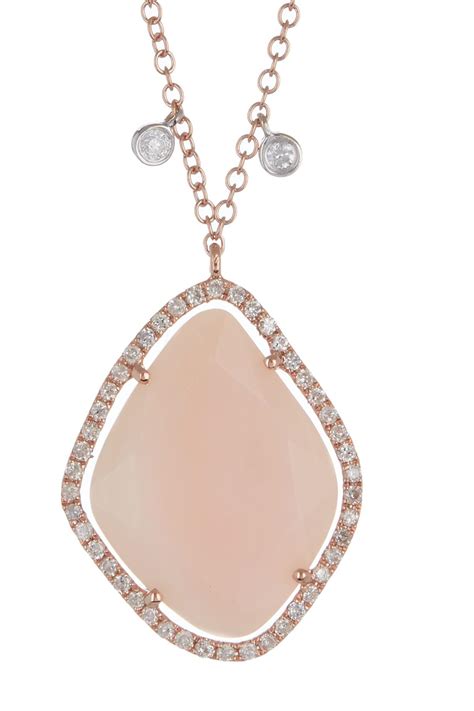 Meira T K Rose Gold Pink Opal Diamond Necklace Lyst