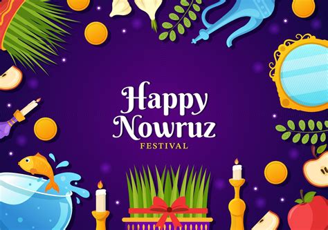 Happy Nowruz Day Or Iranian New Year Illustration With Grass Semeni And