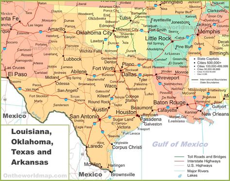 Map Of Louisiana Oklahoma Texas And Arkansas