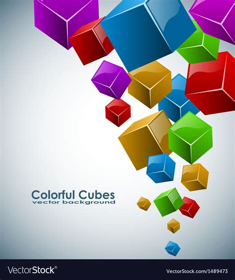 Colorful 3d Cubes Background With Copy Space Vector Image