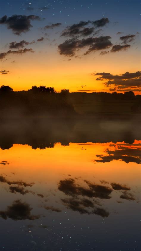 Silhouette Sunset Boats Lake Nature 1080x1920 Wallpaper Latest Hd