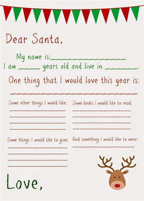 Dear Santa Letter Free Printable Christmas Letter Template